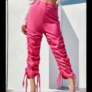 Drawstring side solid pants
